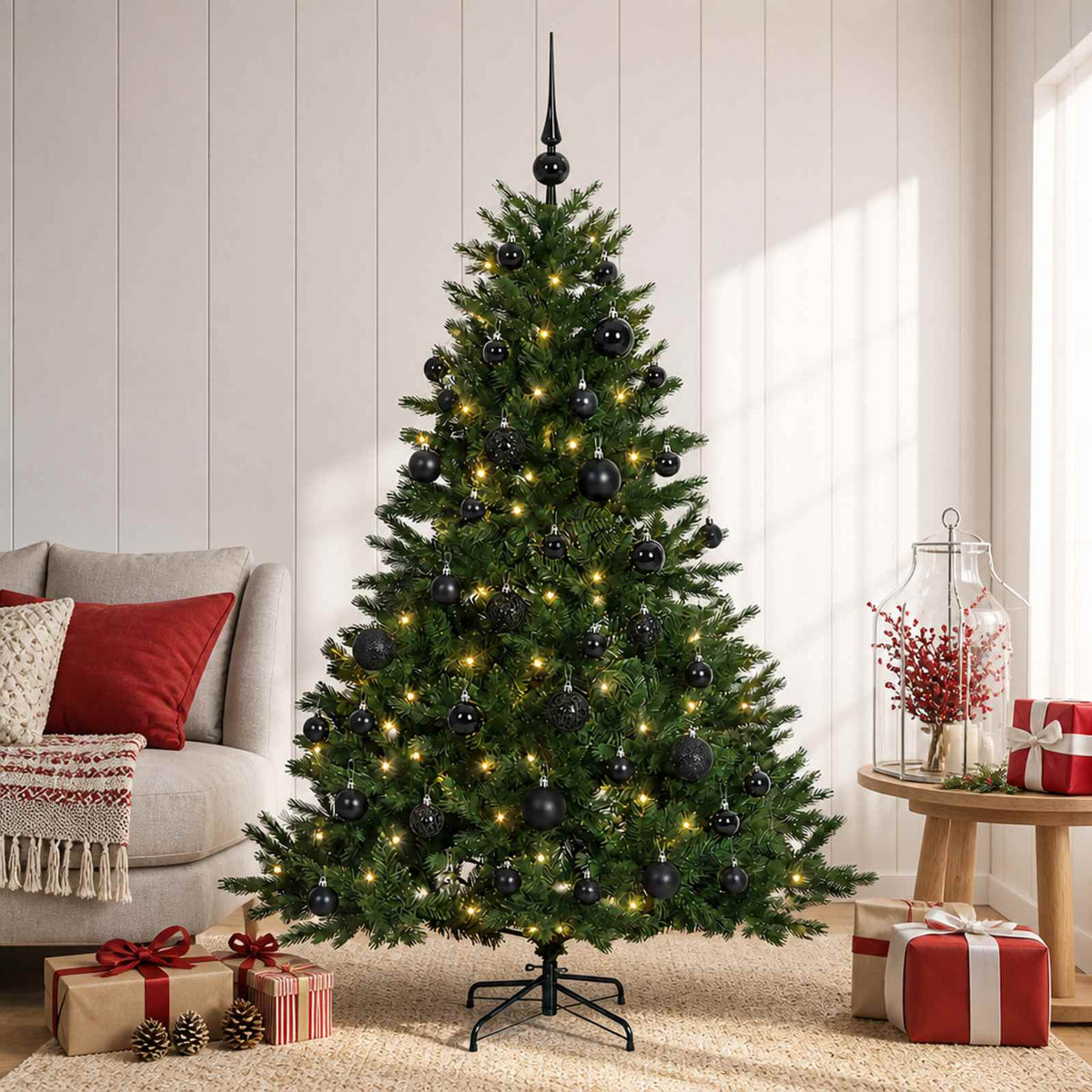 vidaXL Artificial Christmas Tree with Bauble 150 cm 150 LEDs