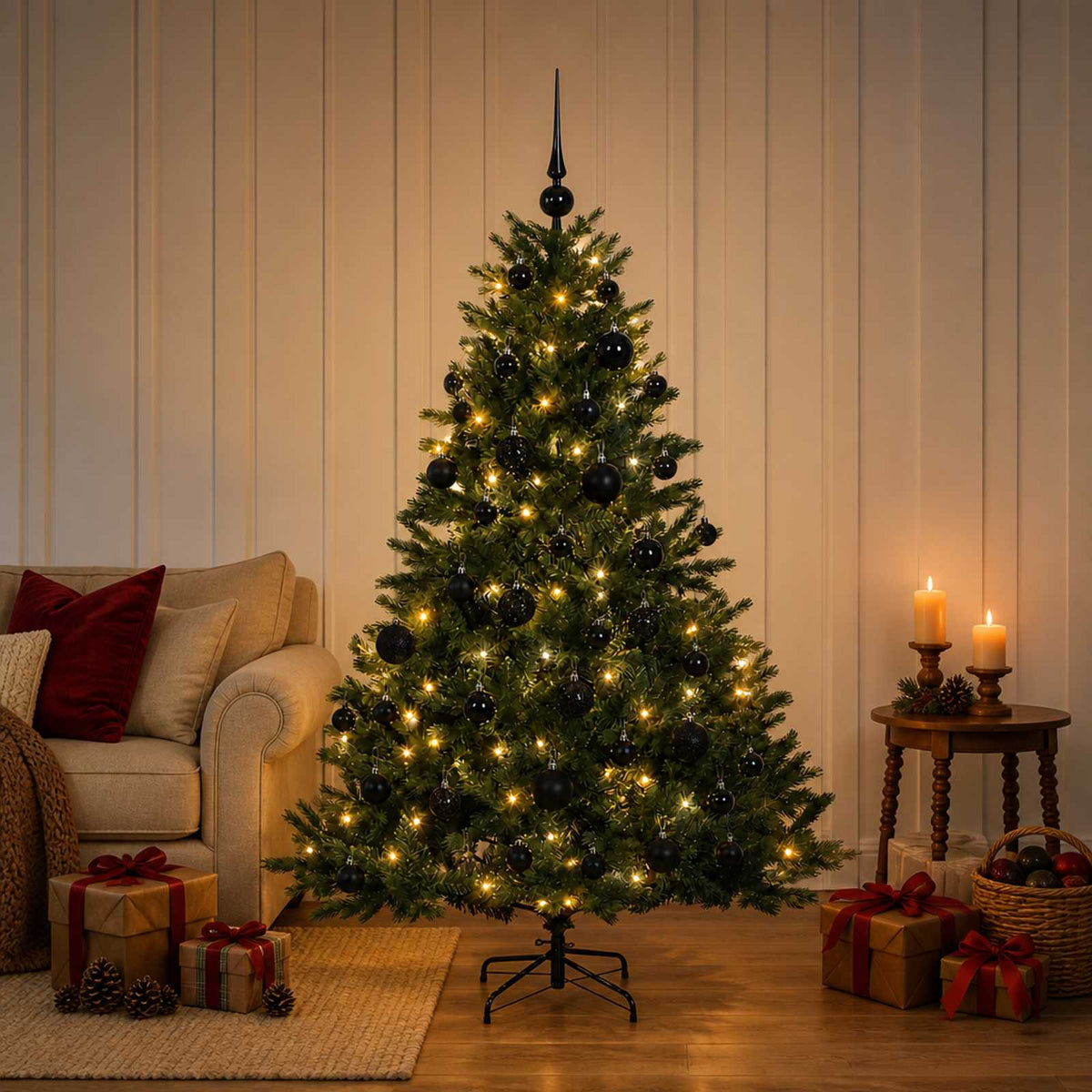 vidaXL Artificial Christmas Tree with Bauble 150 cm 150 LEDs