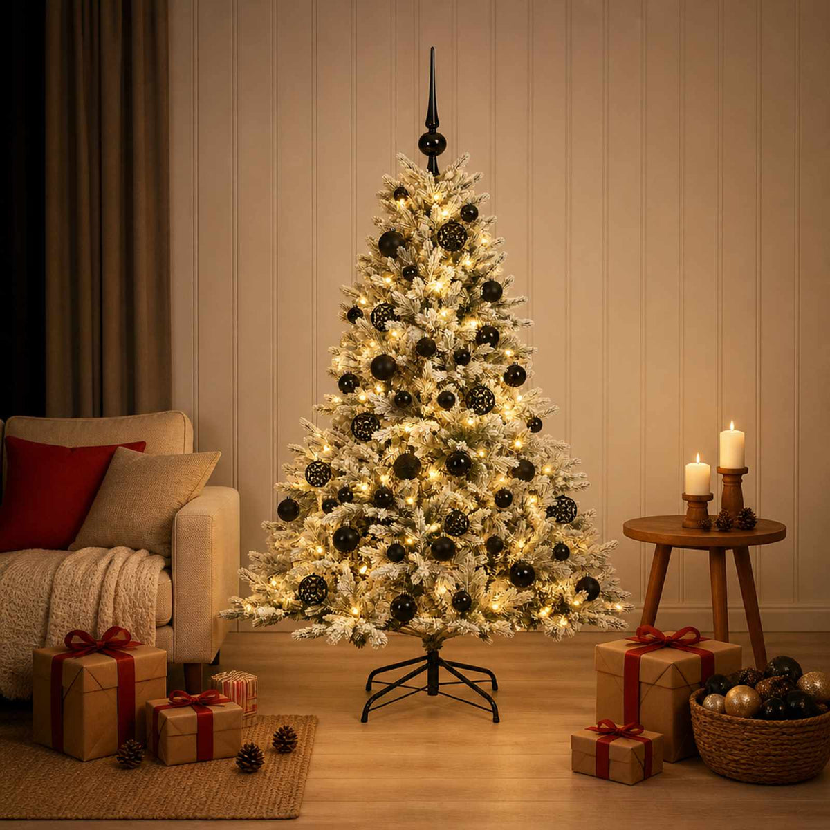 vidaXL Artificial Christmas Tree with Bauble 150 cm 150 LEDs