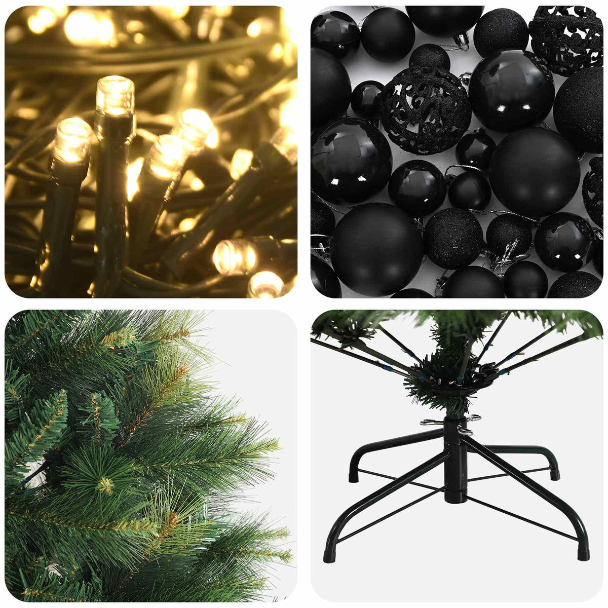 vidaXL Artificial Christmas Tree with Bauble 120 cm 150 LEDs