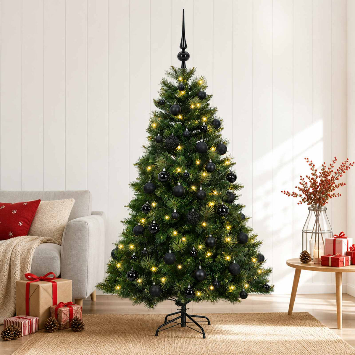 vidaXL Artificial Christmas Tree with Bauble 120 cm 150 LEDs