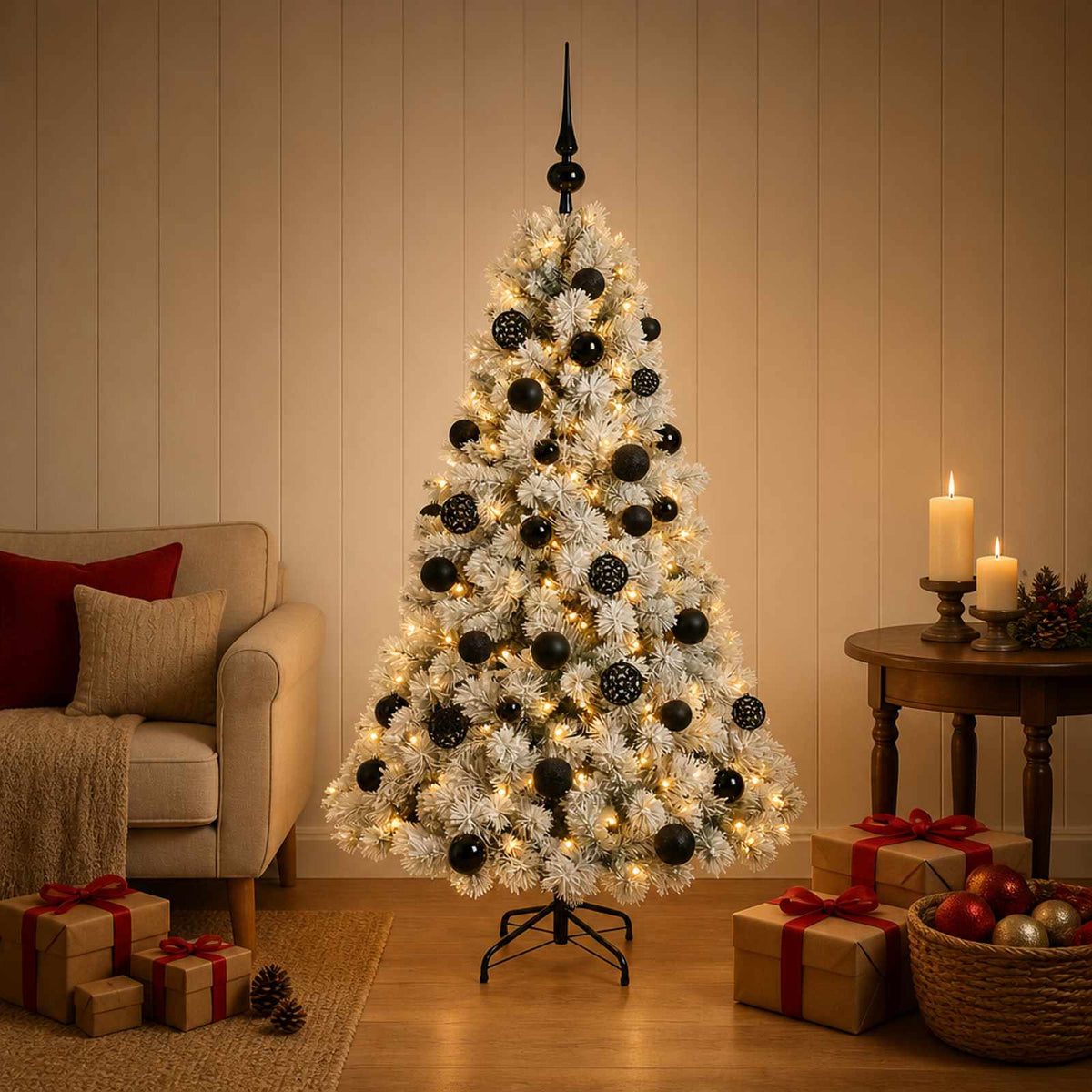 vidaXL Artificial Christmas Tree with Bauble 120 cm 150 LEDs