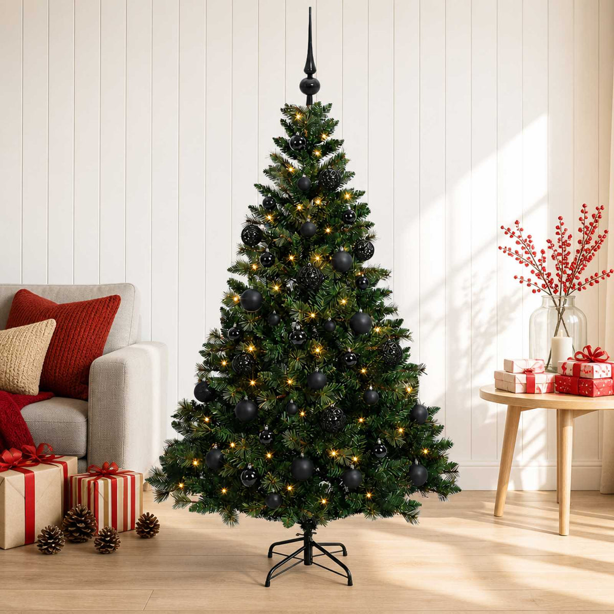 vidaXL Artificial Christmas Tree with Bauble 150 cm 150 LEDs