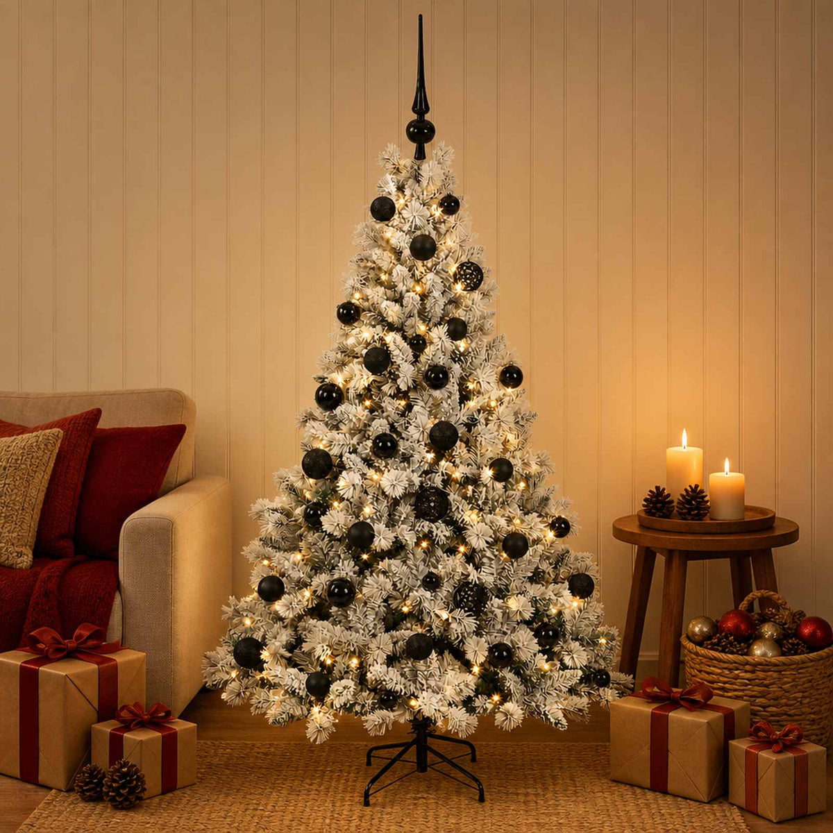 vidaXL Artificial Christmas Tree with Bauble 120 cm 150 LEDs