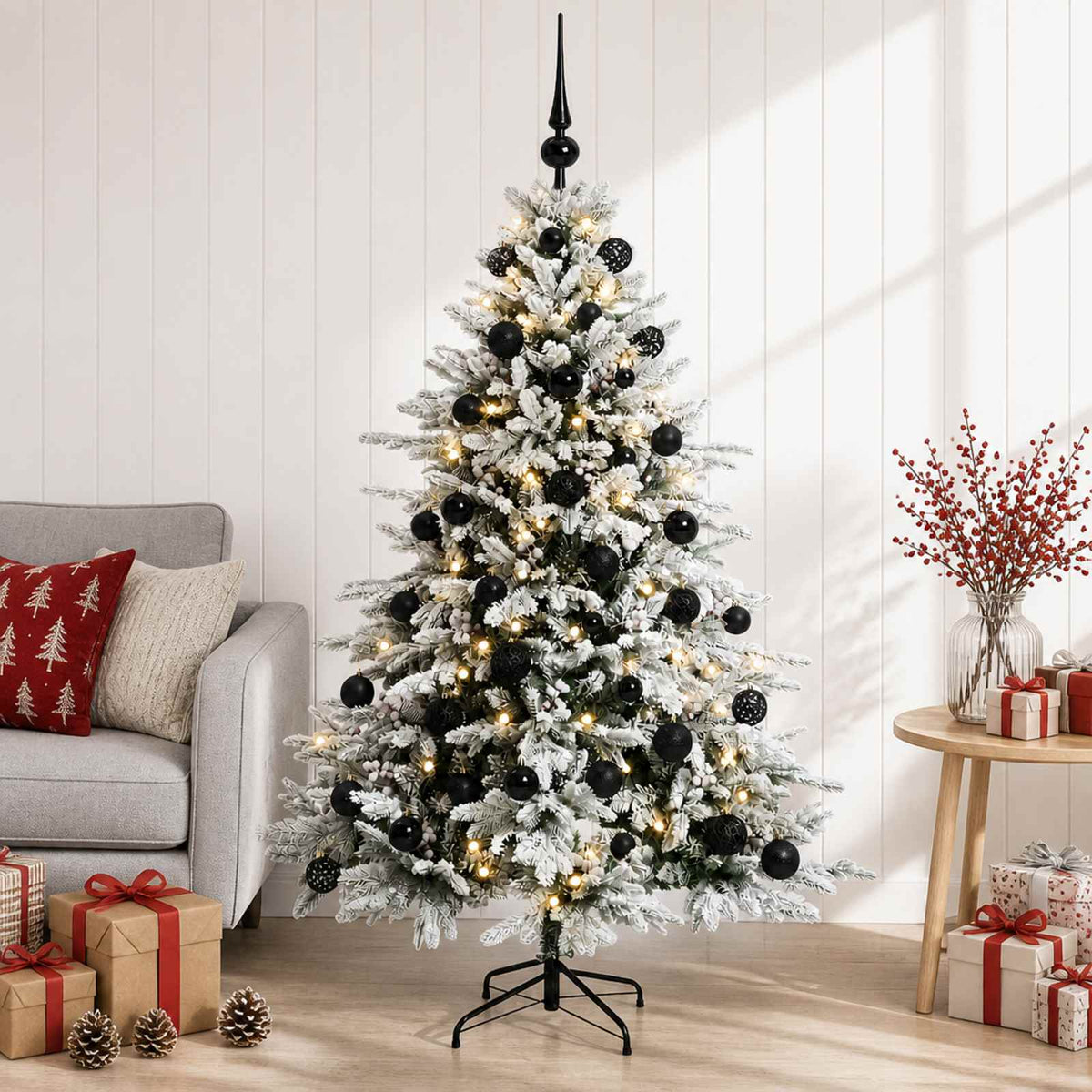vidaXL Artificial Christmas Tree with Bauble 120 cm 150 LEDs