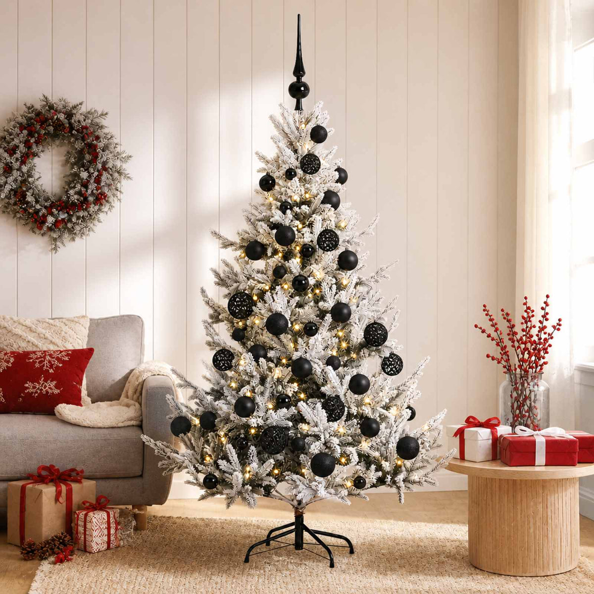 vidaXL Artificial Christmas Tree with Bauble 120 cm 150 LEDs
