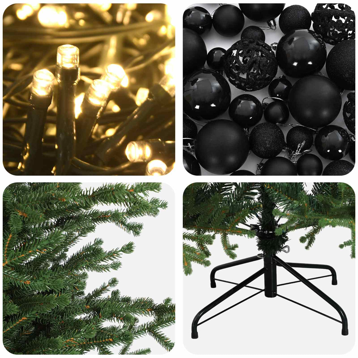 vidaXL Artificial Christmas Tree with Bauble 120 cm 150 LEDs