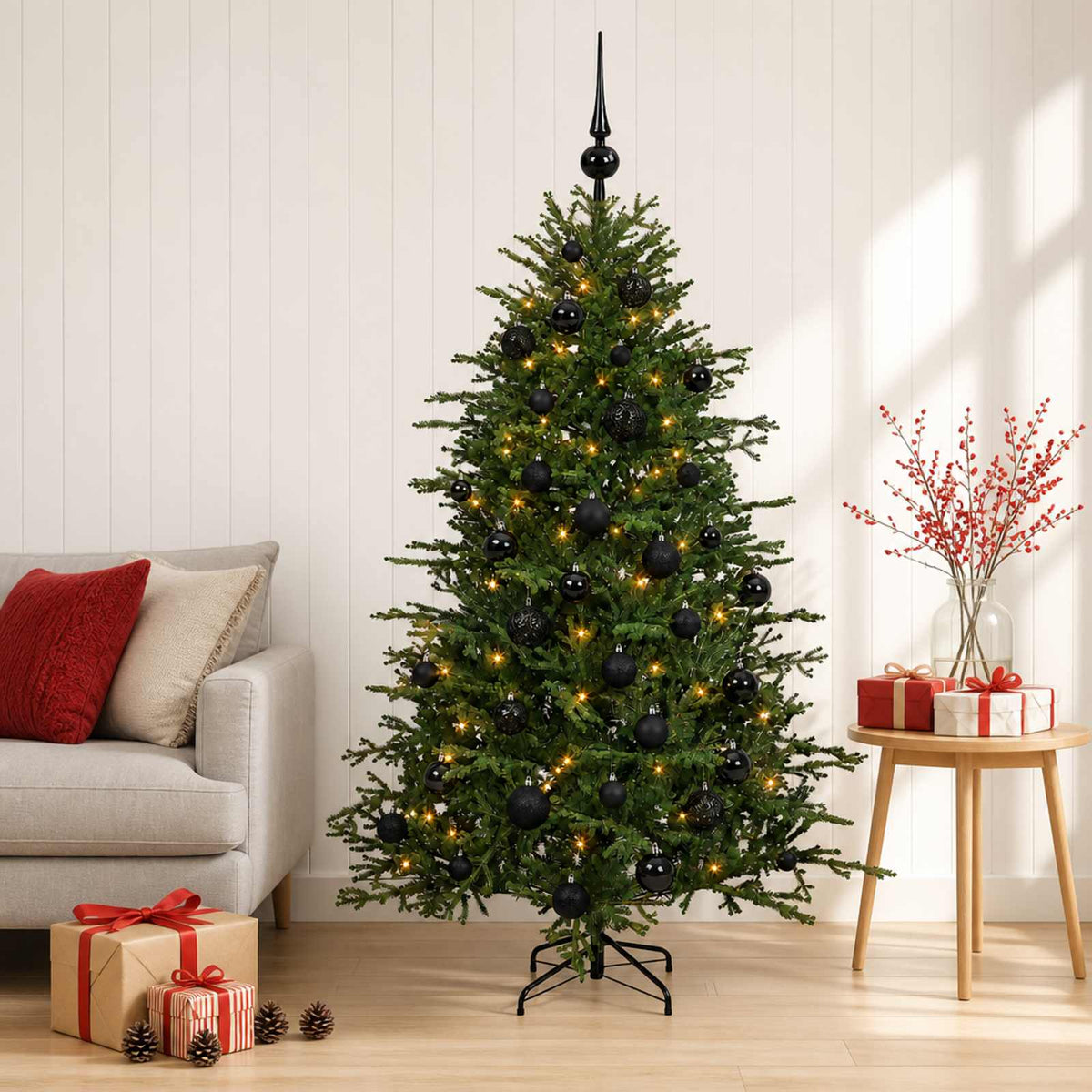 vidaXL Artificial Christmas Tree with Bauble 120 cm 150 LEDs