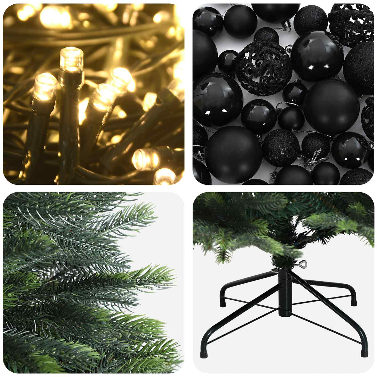 vidaXL Artificial Christmas Tree with Bauble 120 cm 150 LEDs