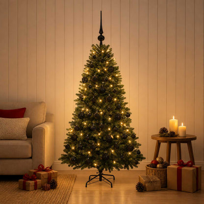 vidaXL Artificial Christmas Tree with Bauble 150 cm 150 LEDs