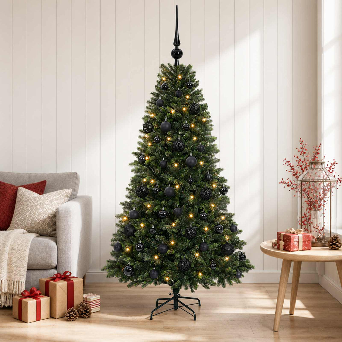 vidaXL Artificial Christmas Tree with Bauble 120 cm 150 LEDs