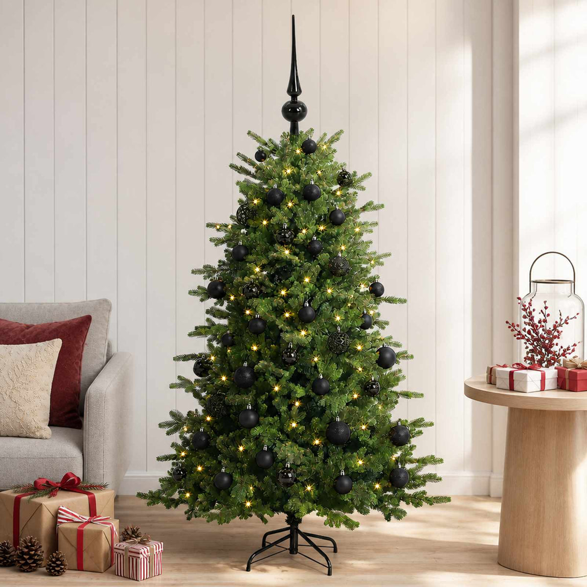 vidaXL Artificial Christmas Tree with Bauble 150 cm 150 LEDs
