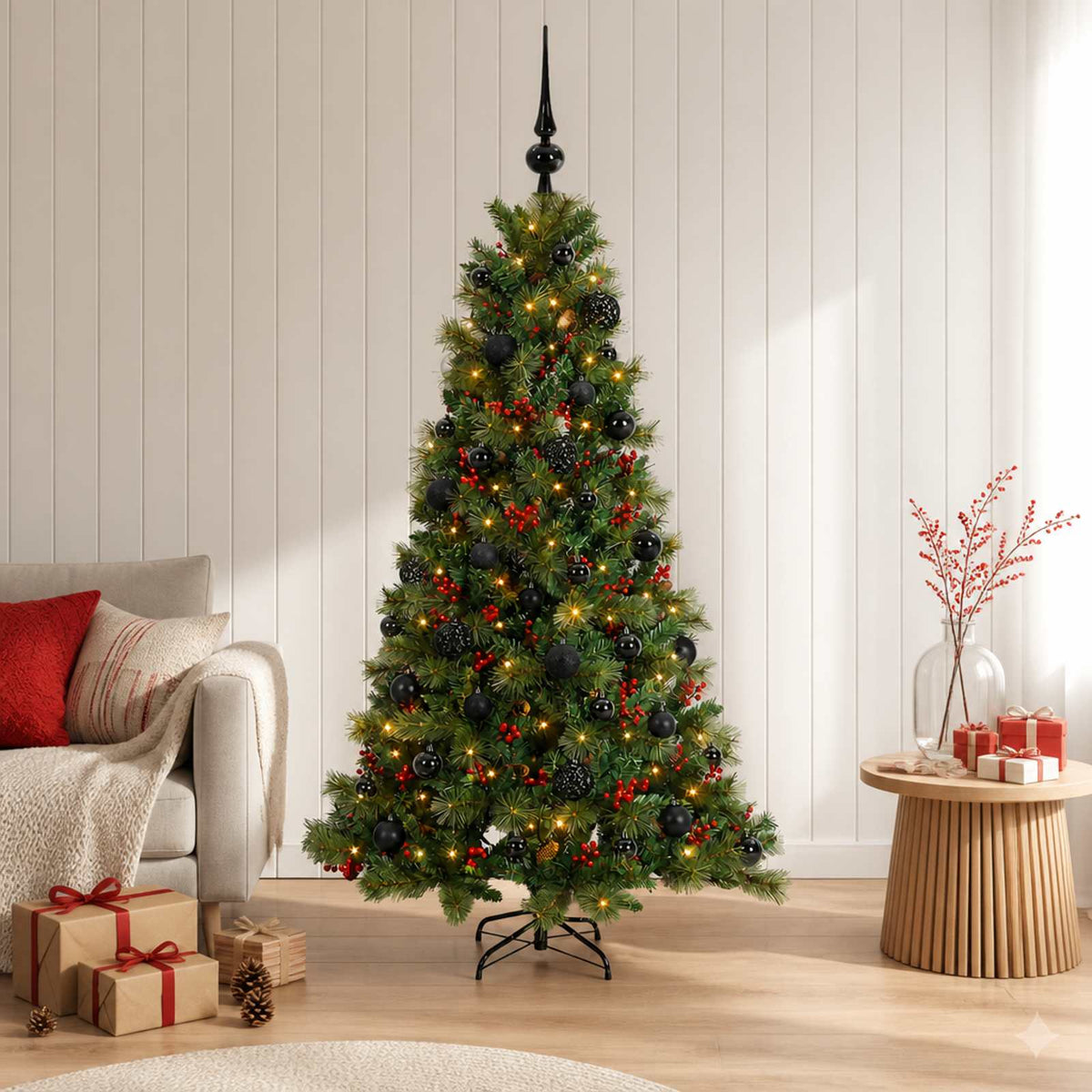 vidaXL Artificial Christmas Tree with Bauble 150 cm 150 LEDs