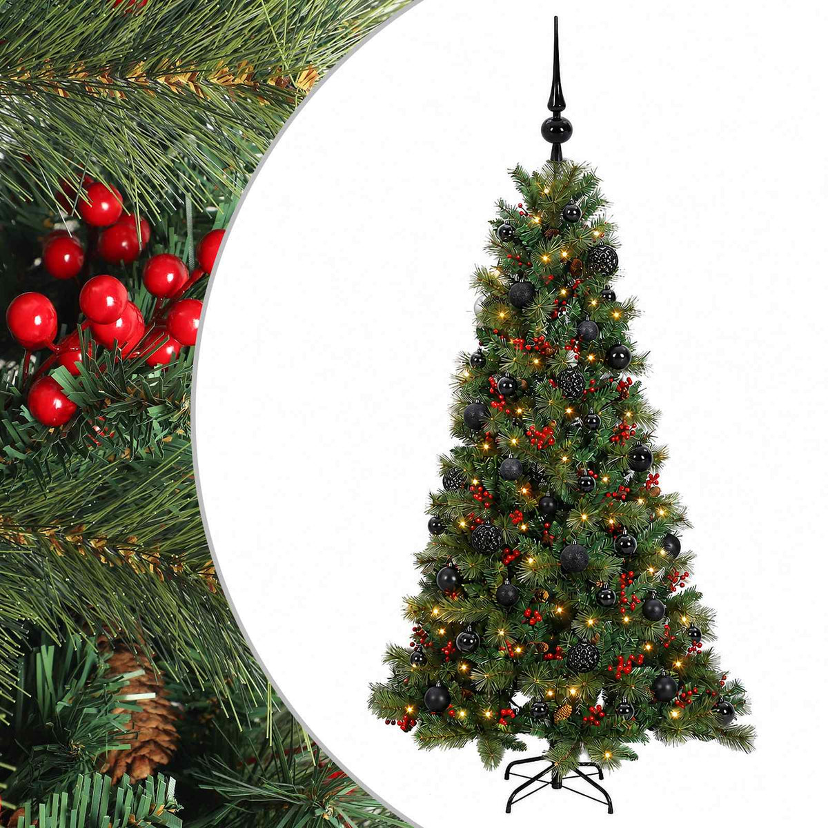 vidaXL Artificial Christmas Tree with Bauble 150 cm 150 LEDs