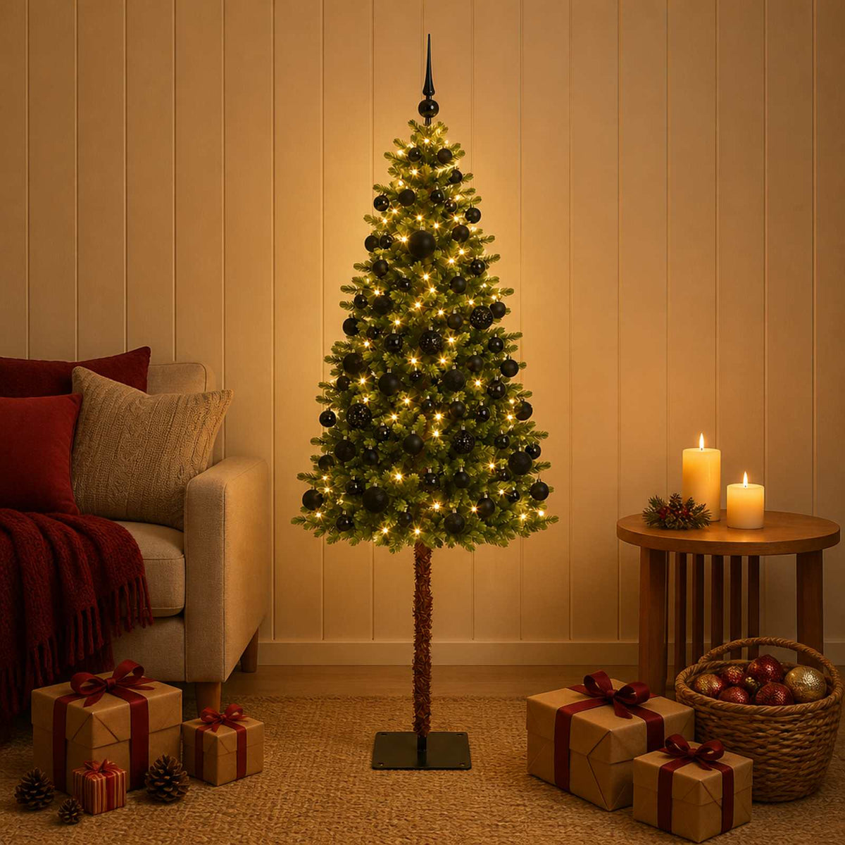 vidaXL Artificial Christmas Tree with Bauble 150 cm 150 LEDs