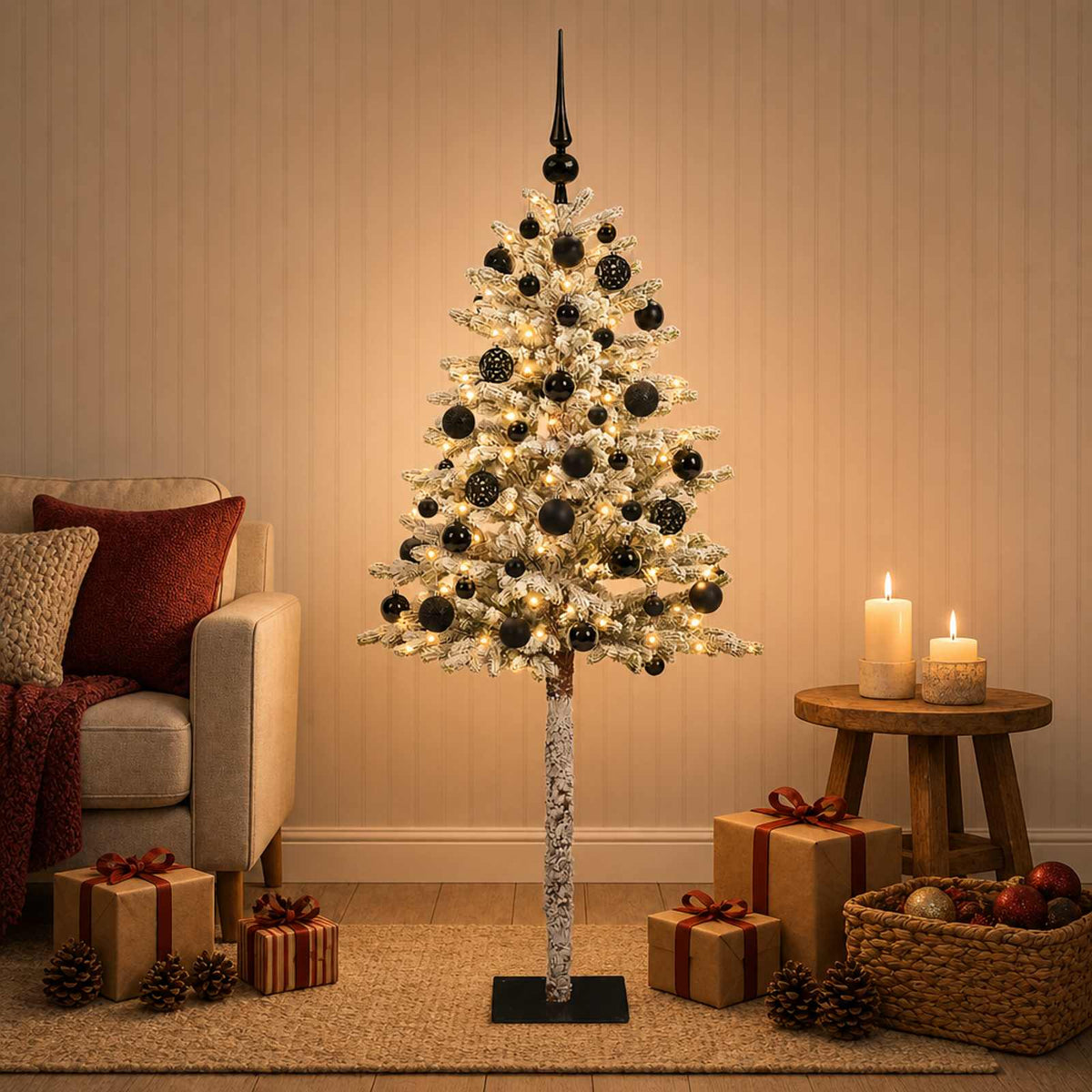 vidaXL Artificial Christmas Tree with Bauble 120 cm 150 LEDs