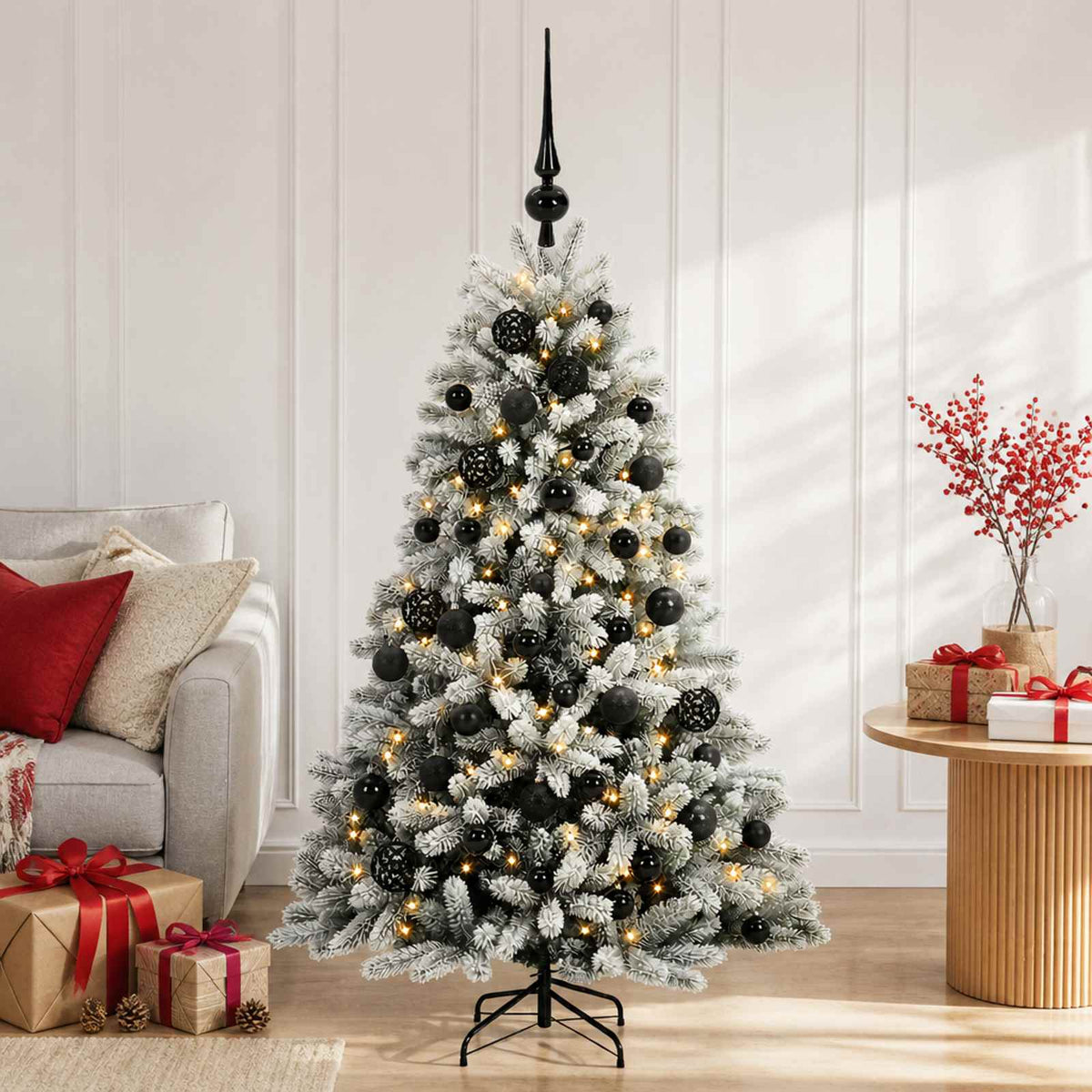 vidaXL Artificial Christmas Tree with Bauble 120 cm 150 LEDs