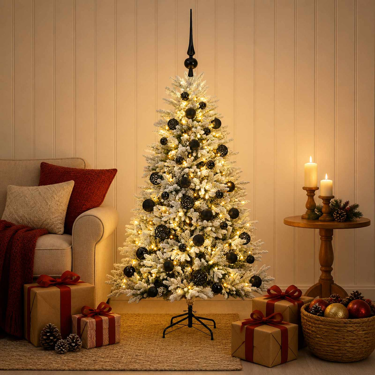 vidaXL Artificial Christmas Tree with Bauble 150 cm 150 LEDs