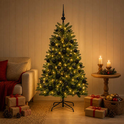 vidaXL Artificial Christmas Tree Mid-green with Bauble 180 cm 300 LEDs