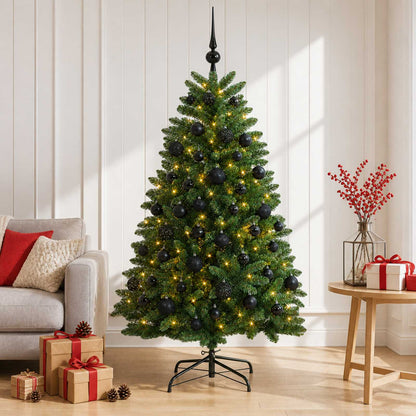 vidaXL Artificial Christmas Tree Mid-green with Bauble 180 cm 300 LEDs