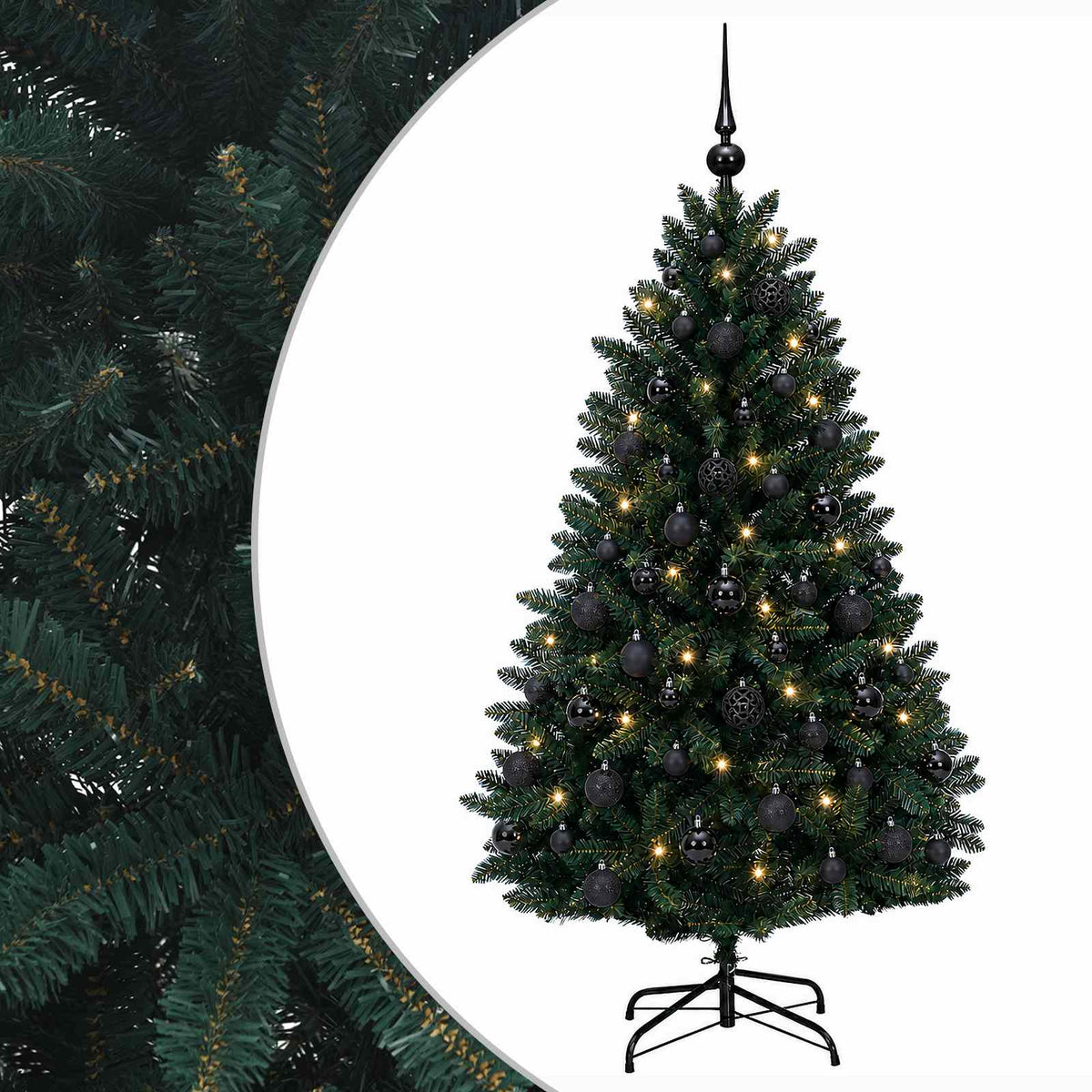 vidaXL Artificial Christmas Tree Dark Green with Baubles 120 cm