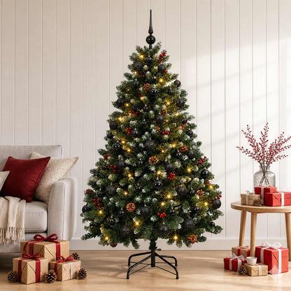 vidaXL Artificial Christmas Tree Green with Bauble 180 cm 300 LEDs