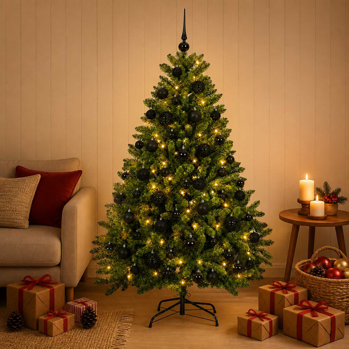 vidaXL Artificial Light Green Christmas Tree with Baubles 180 cm