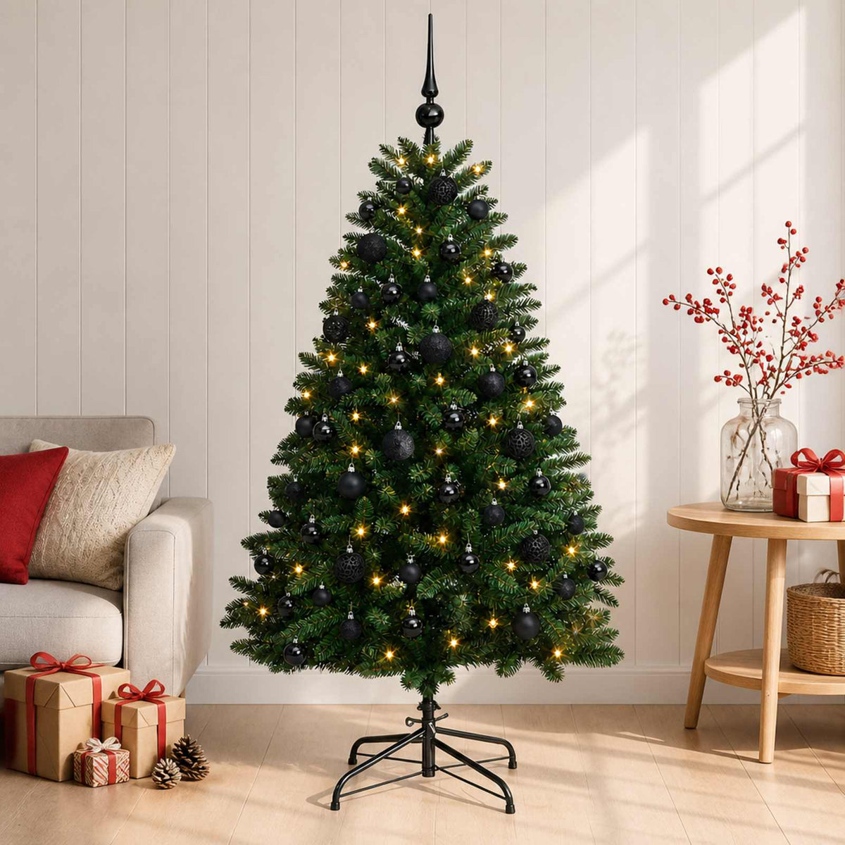 vidaXL Artificial Christmas Tree Mid-green with Ornament 150 cm