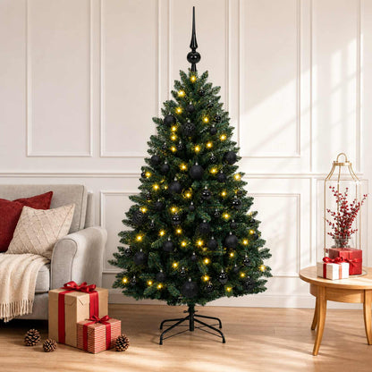 vidaXL Artificial Christmas Tree Dark Green with Baubles 150 cm