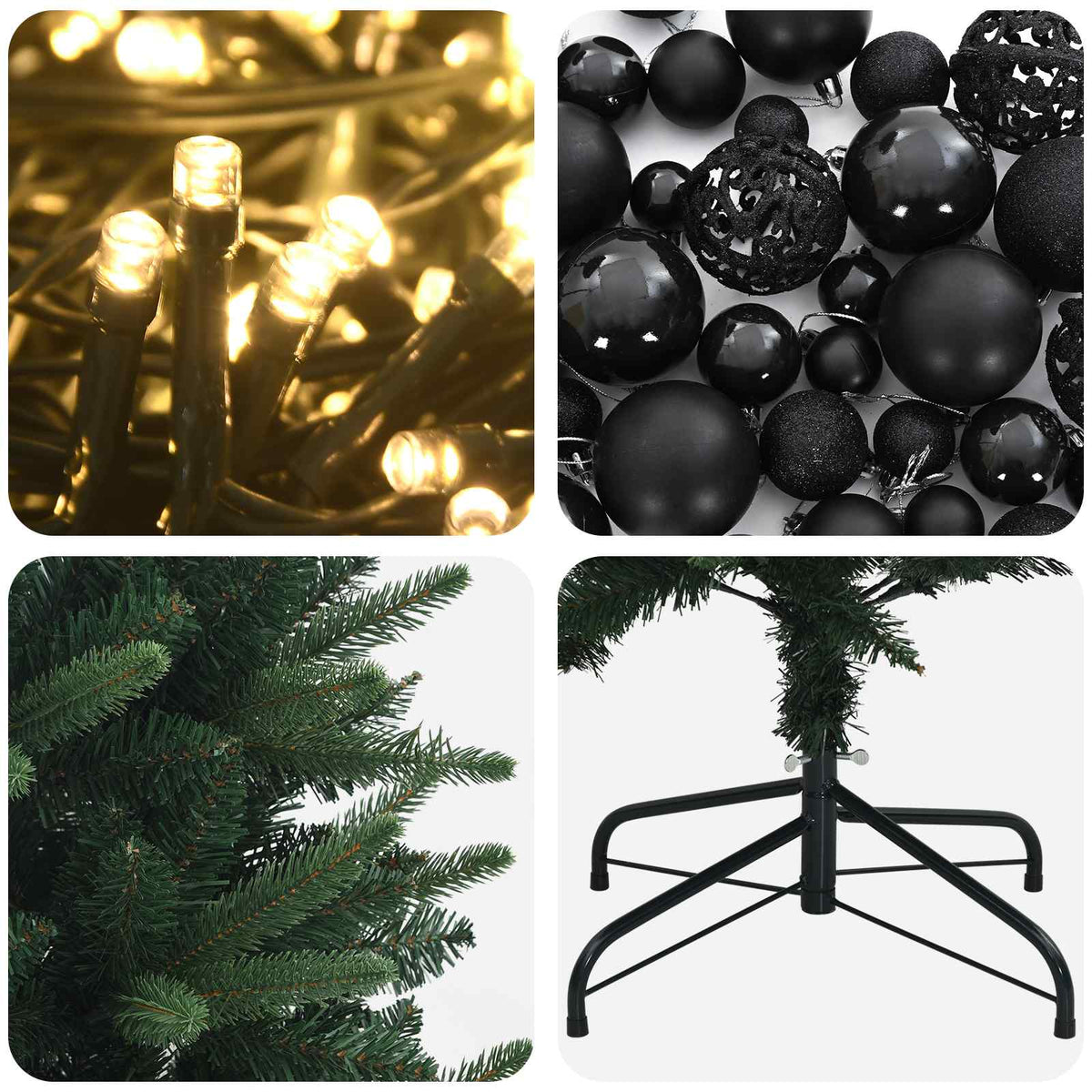 vidaXL Artificial Christmas Tree with Bauble 120 cm 150 LEDs