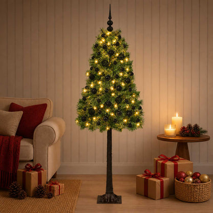 vidaXL Artificial Hinged Christmas Tree with Baubles 150 cm 150 LEDs