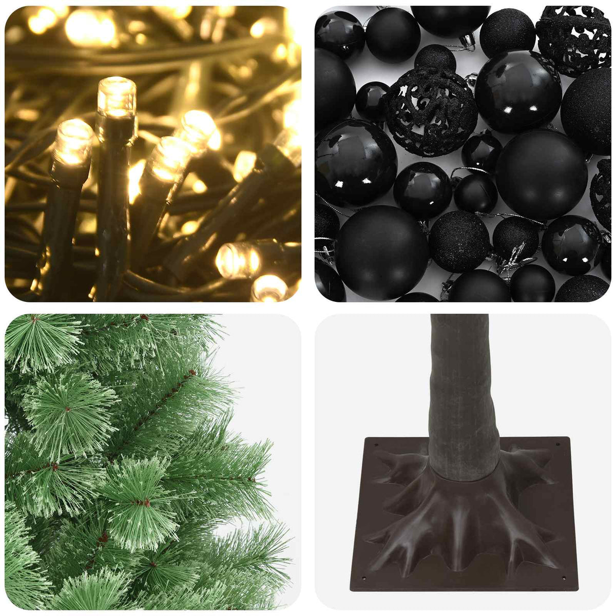 vidaXL Artificial Hinged Christmas Tree with Baubles 150 cm 150 LEDs