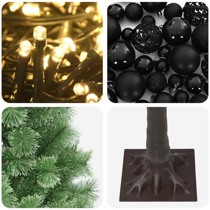 vidaXL Artificial Hinged Christmas Tree with Baubles 150 cm 150 LEDs