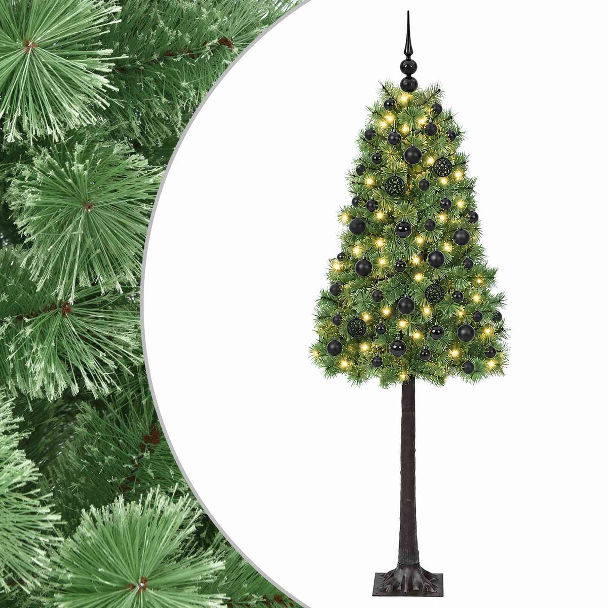 vidaXL Artificial Hinged Christmas Tree with Baubles 150 cm 150 LEDs