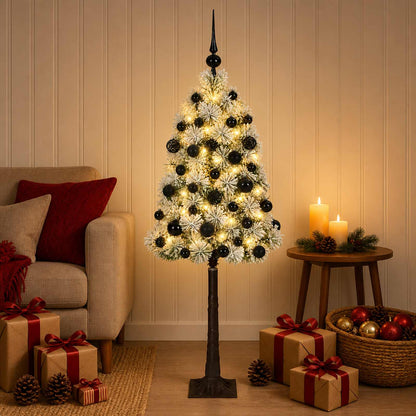 vidaXL Artificial Hinged Christmas Tree with Baubles 180 cm 300 LEDs