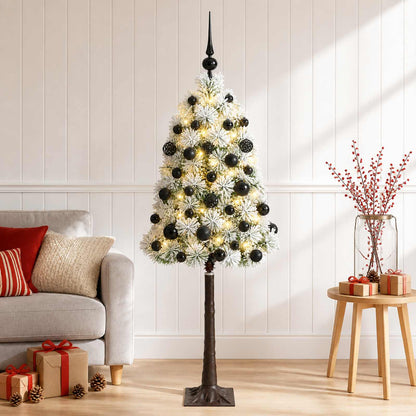 vidaXL Artificial Hinged Christmas Tree with Baubles 180 cm 300 LEDs