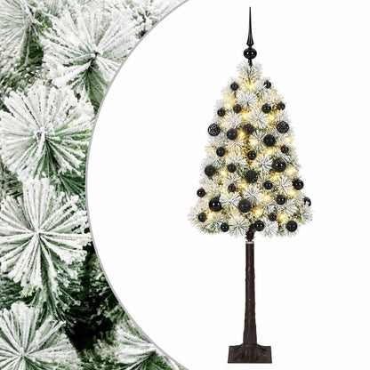 vidaXL Artificial Hinged Christmas Tree with Baubles 120 cm 150 LEDs