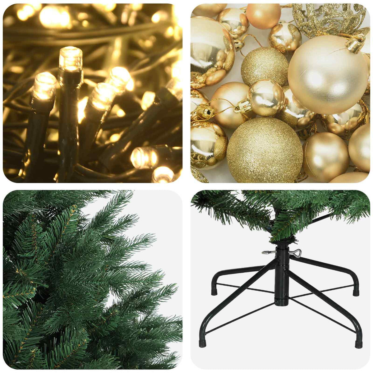 vidaXL Artificial Christmas Tree with Bauble 120 cm 150 LEDs