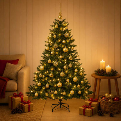 vidaXL Artificial Christmas Tree with Bauble 120 cm 150 LEDs
