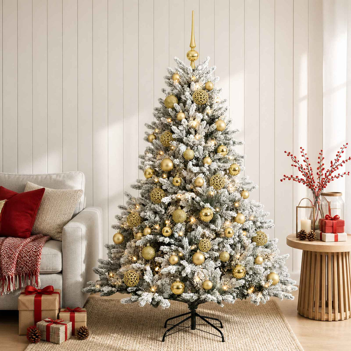 vidaXL Artificial Christmas Tree with Bauble 120 cm 150 LEDs