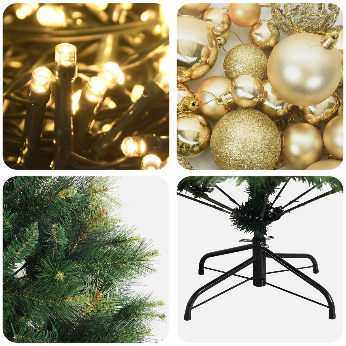 vidaXL Artificial Christmas Tree with Bauble 120 cm 150 LEDs