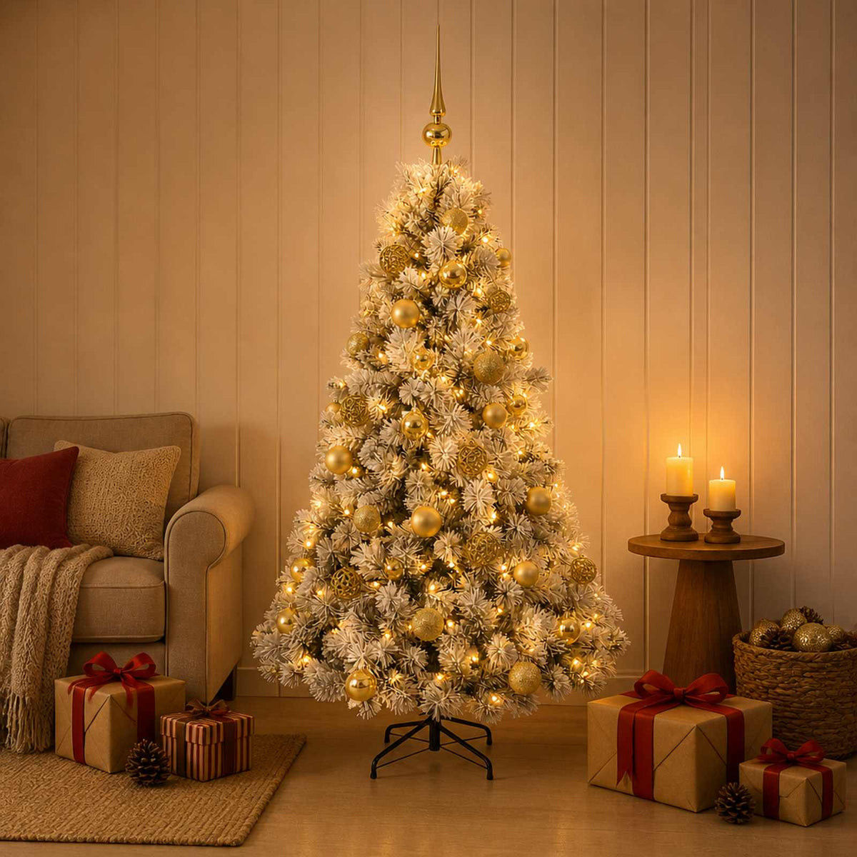 vidaXL Artificial Christmas Tree with Bauble 120 cm 150 LEDs