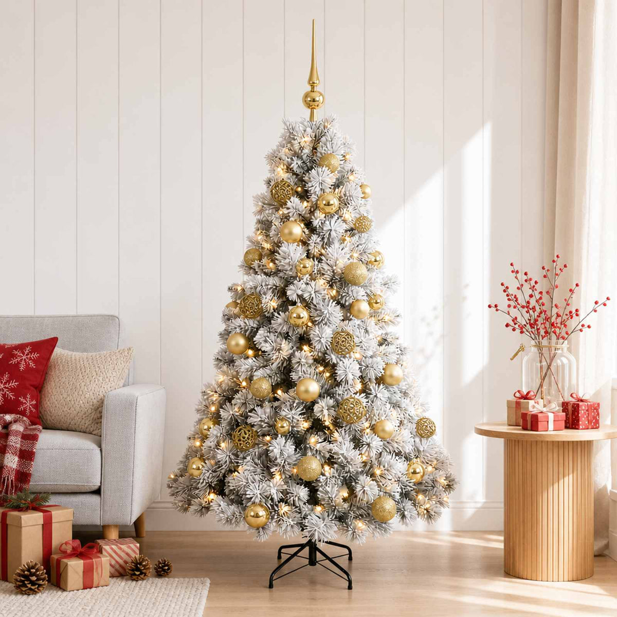 vidaXL Artificial Christmas Tree with Bauble 120 cm 150 LEDs