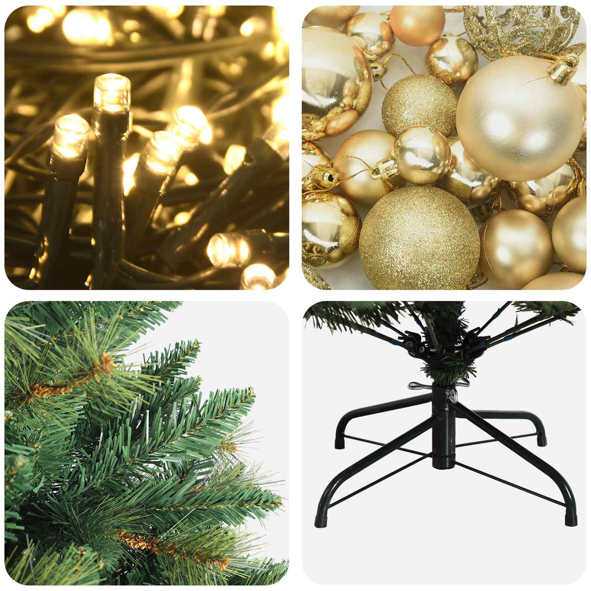 vidaXL Artificial Christmas Tree with Bauble 150 cm 150 LEDs