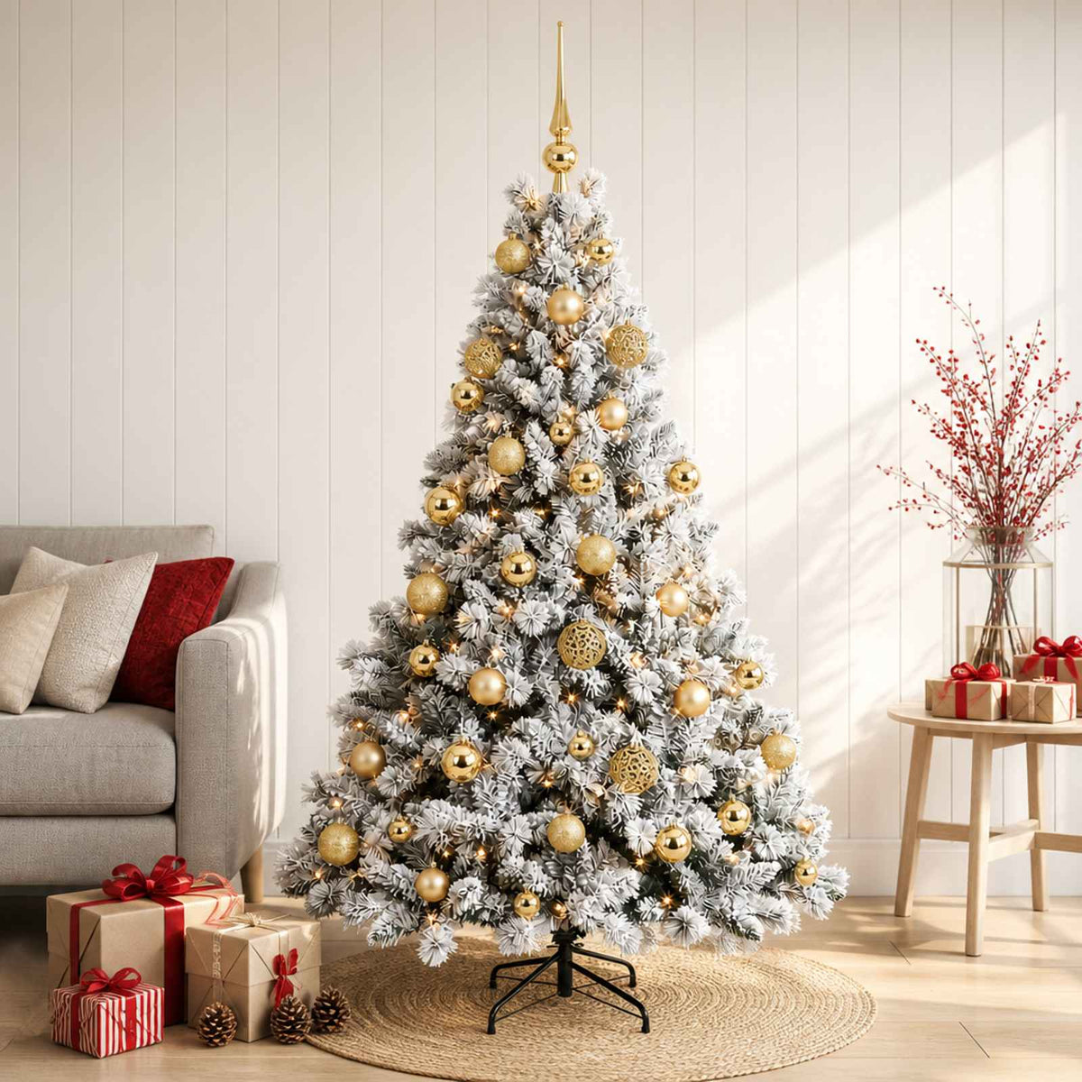 vidaXL Artificial Christmas Tree with Bauble 120 cm 150 LEDs