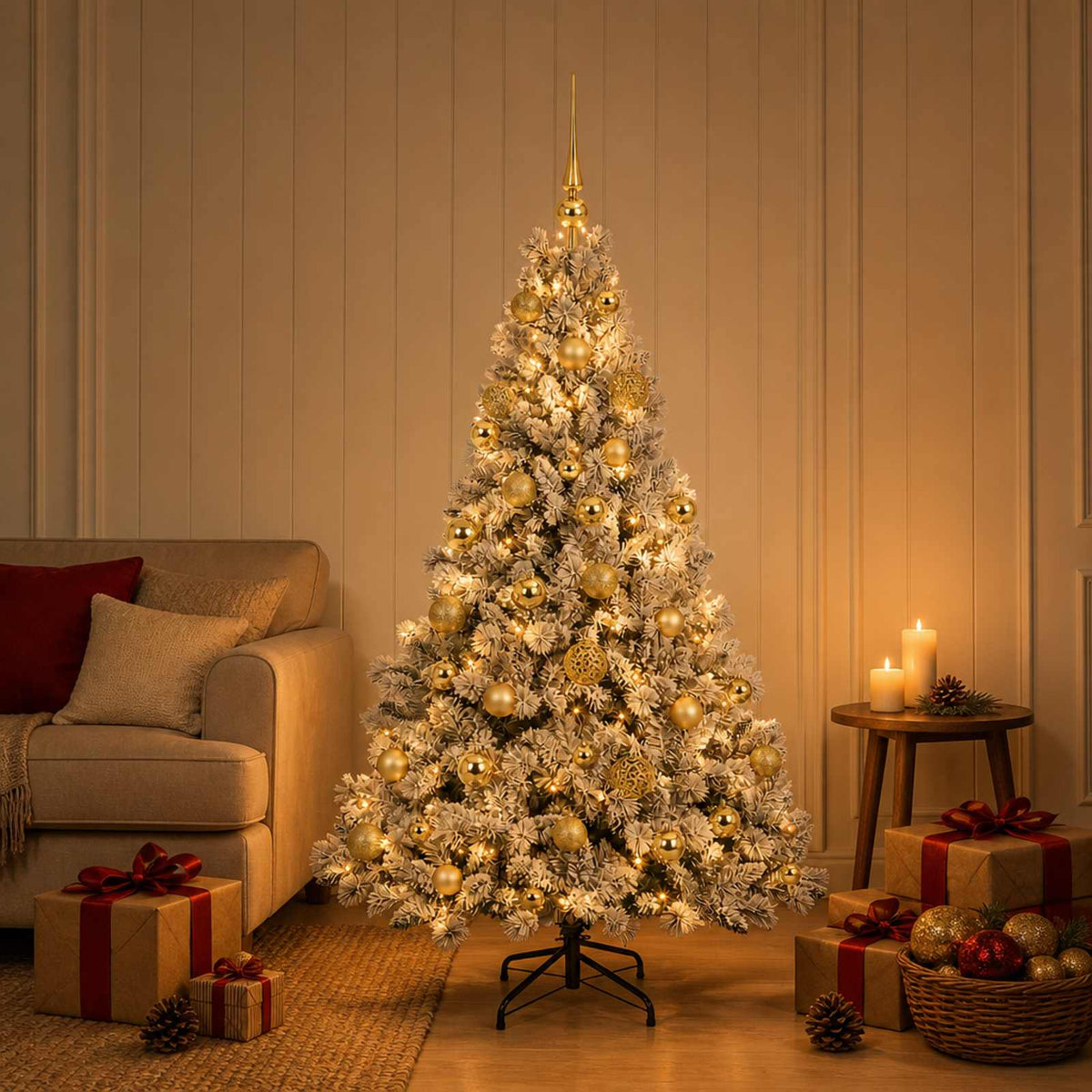 vidaXL Artificial Christmas Tree with Bauble 120 cm 150 LEDs