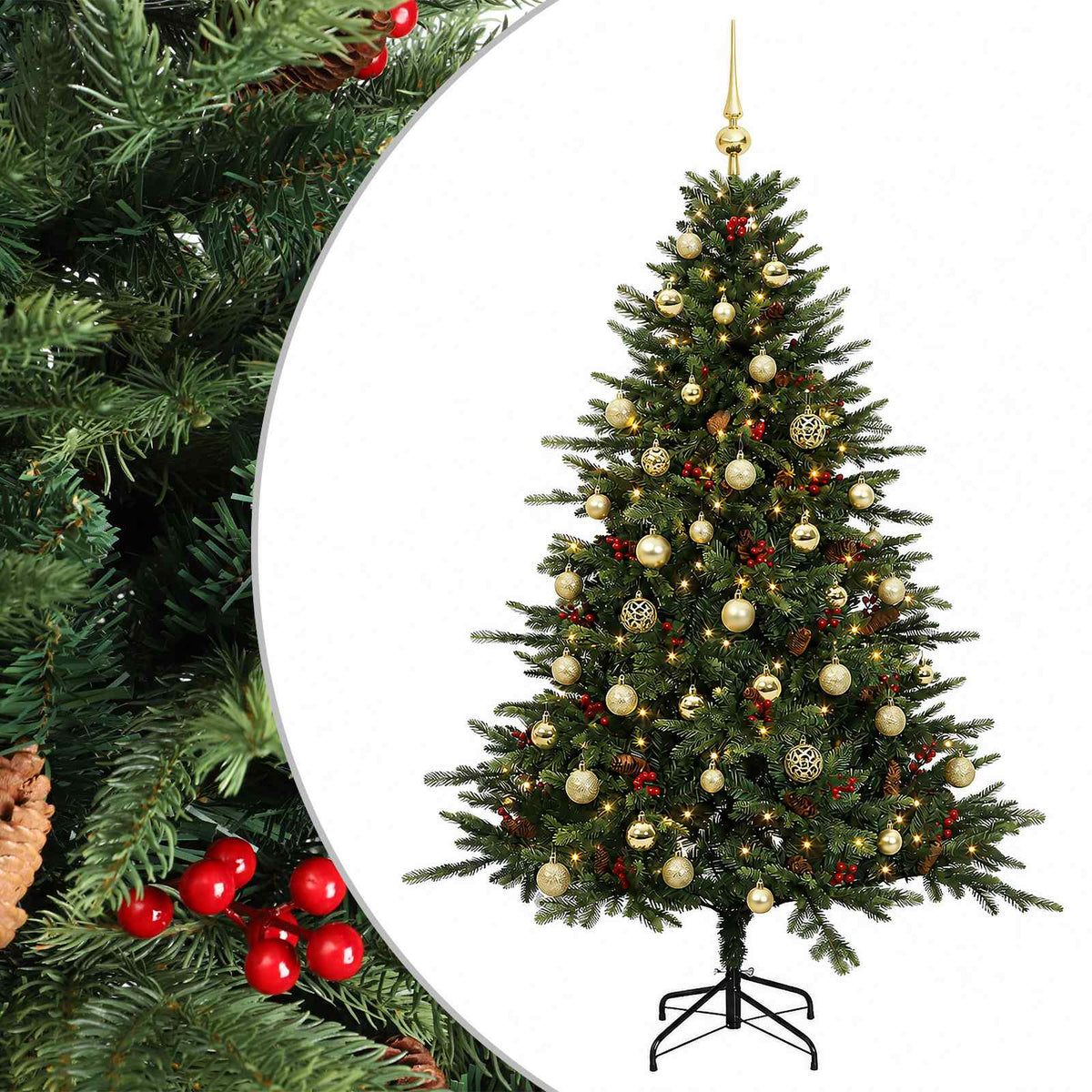 vidaXL Artificial Christmas Tree with Bauble 120 cm 150 LEDs