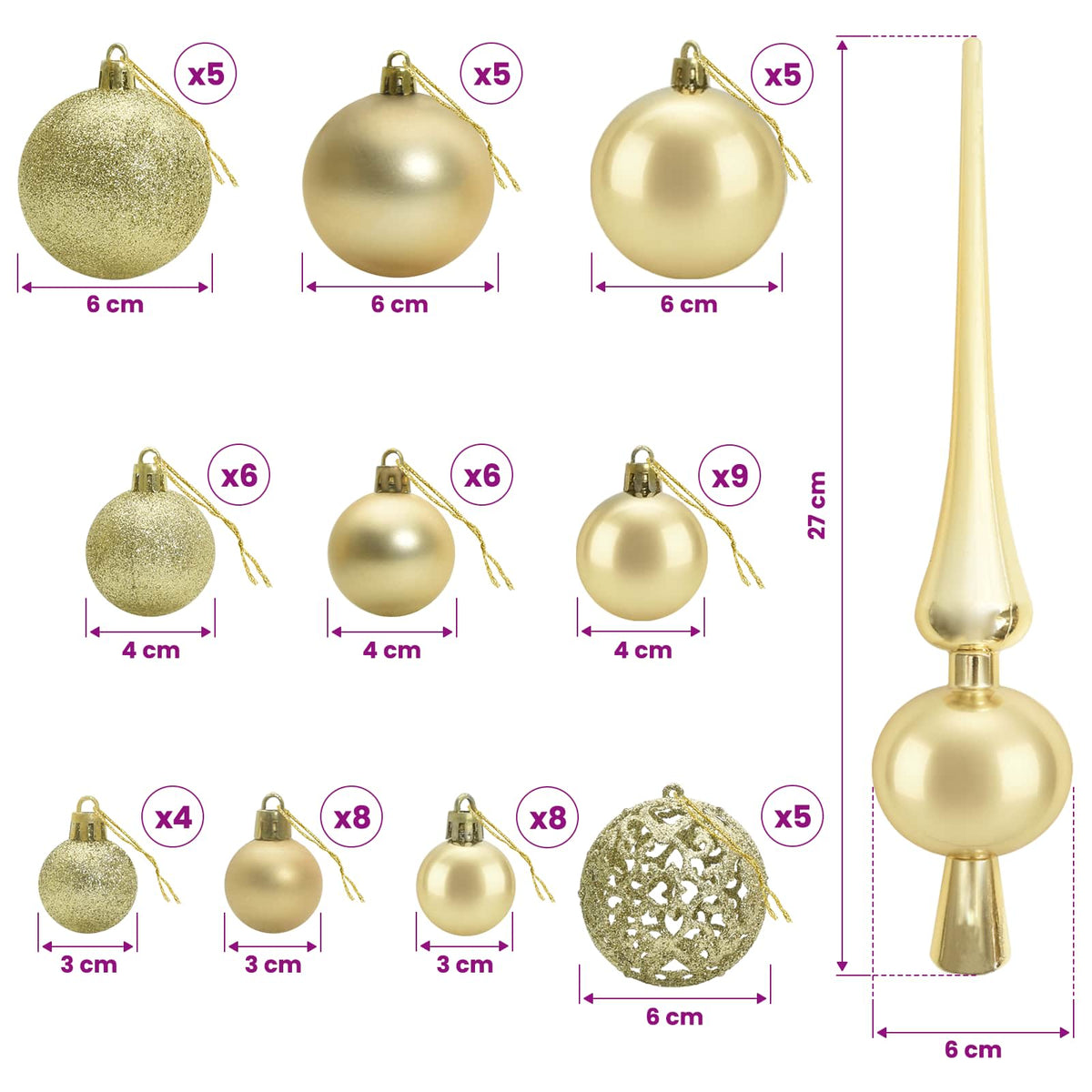 vidaXL Artificial Christmas Tree with Bauble 150 cm 150 LEDs
