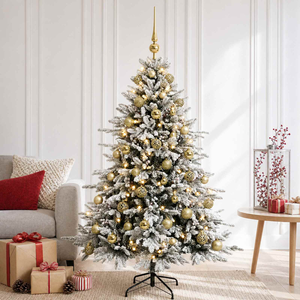 vidaXL Artificial Christmas Tree with Bauble 150 cm 150 LEDs