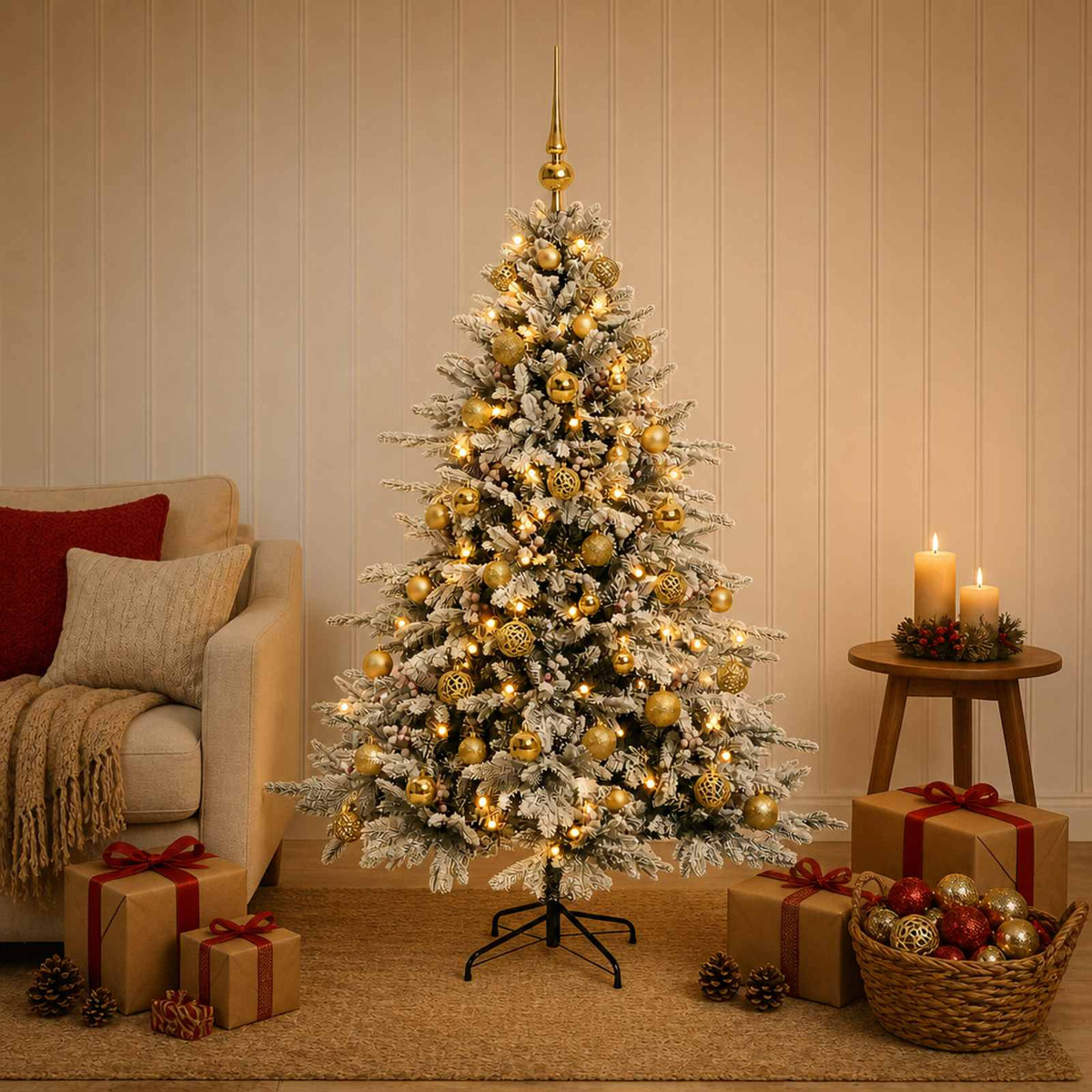 vidaXL Artificial Christmas Tree with Bauble 150 cm 150 LEDs